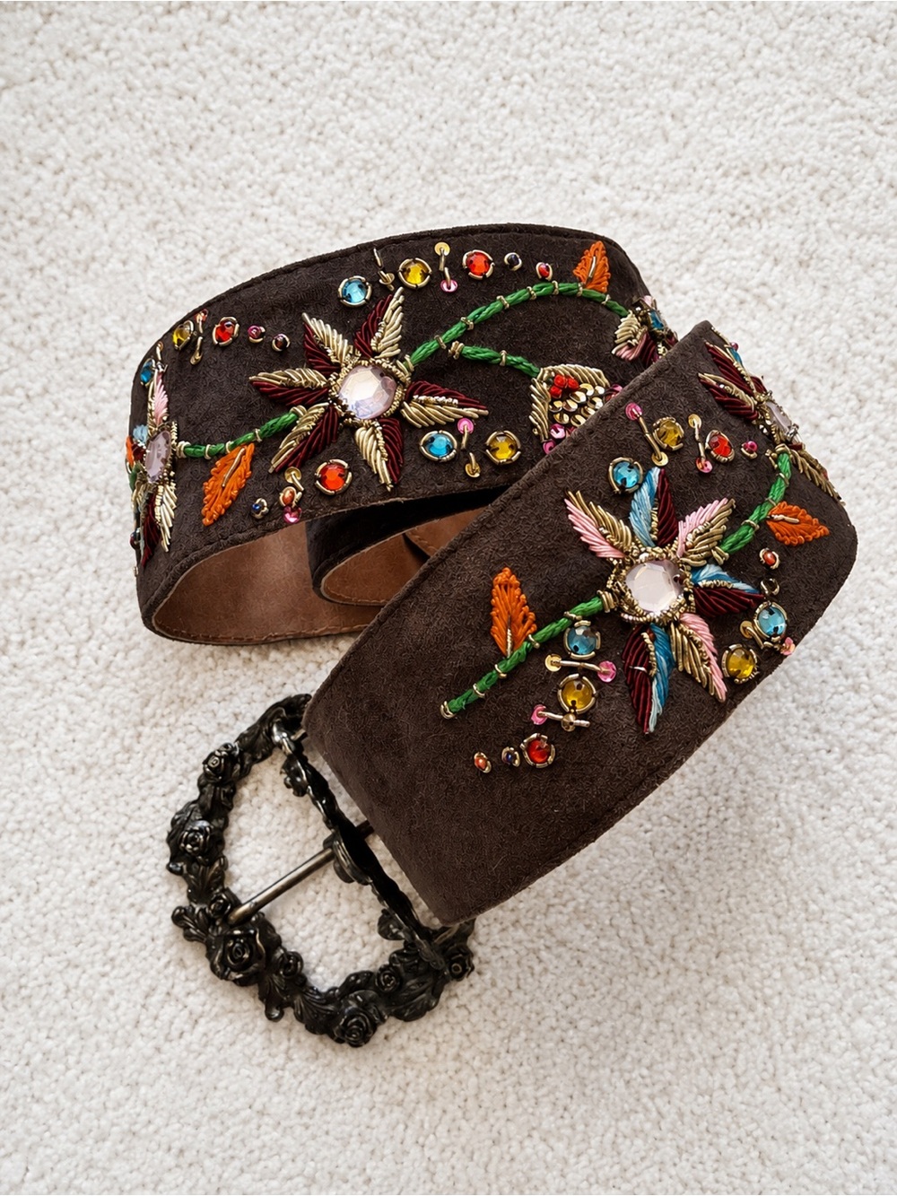Tango Wide Crystal & Embroidery Belt